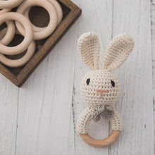 Load image into Gallery viewer, Beige crocheted bunny rattle