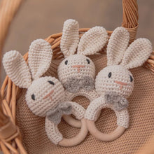 Load image into Gallery viewer, Beige crocheted bunny rattle
