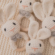 Load image into Gallery viewer, Beige crocheted bunny rattle
