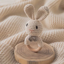 Load image into Gallery viewer, Beige crocheted bunny rattle
