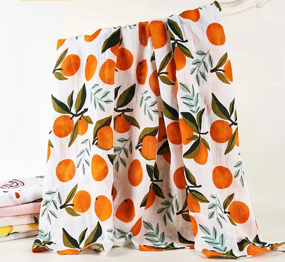 Clementine Bamboo cotton swaddle wrap